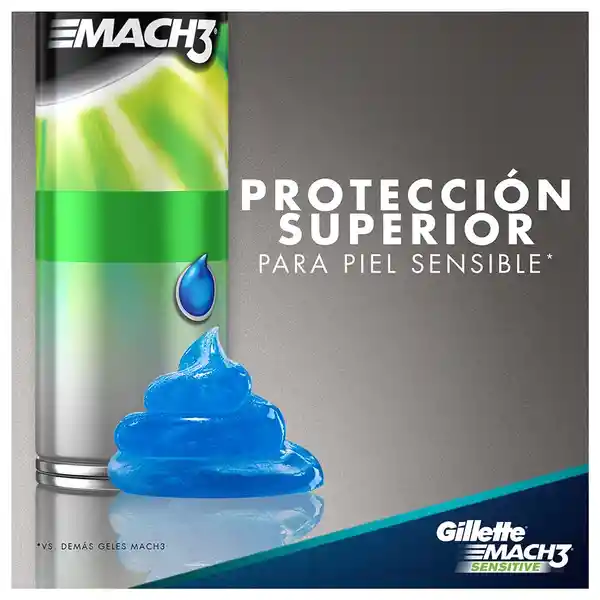 GILLETTE Mach3 Sensitive Gel de Afeitar para Piel Sensible de 400mL Protege y Cuida tu Piel al Afeitarte con Máquina de Afeitar para Hombre