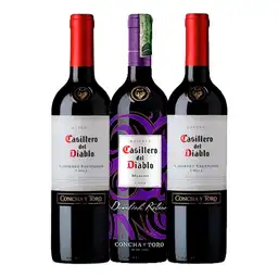 Vino Casillero Del Diablo Cabernet + Devil Merlot 3 Unds X750 Ml