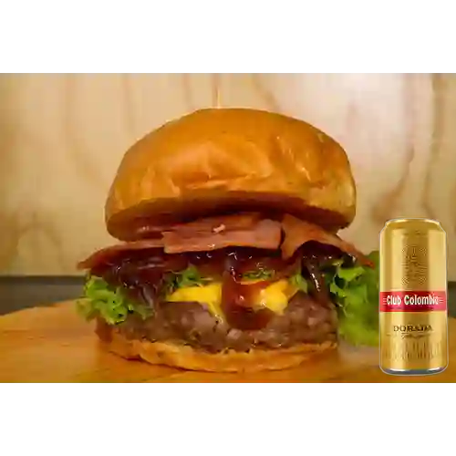 Hamburguesa la parada + club dorada269ml
