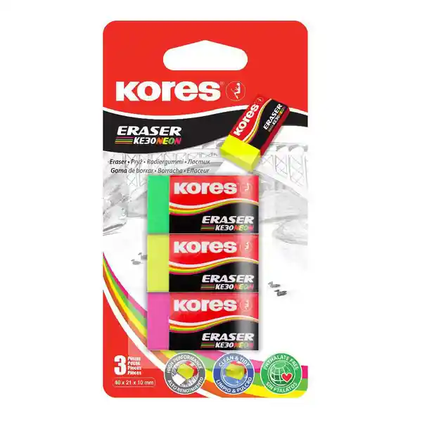 Kores Borrador Dust Free Neón 40311.62