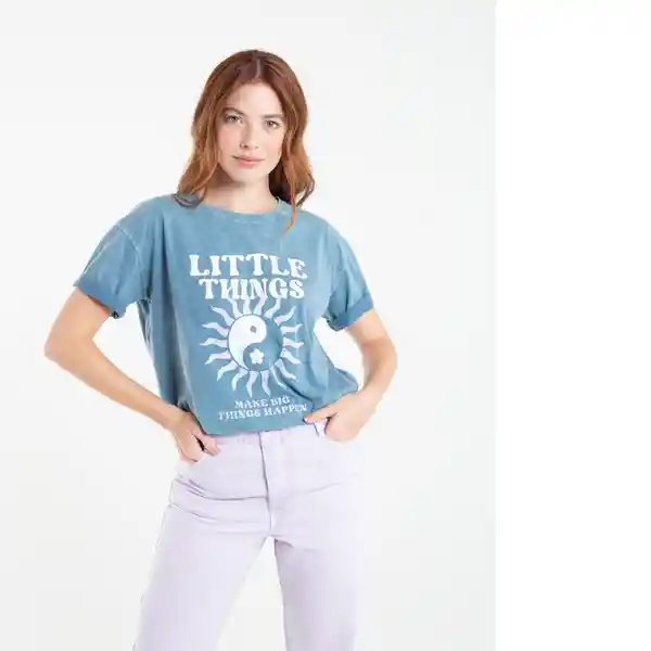  Camiseta Mujer Color Azul Hidro Oscuro Talla L Naf-Naf 