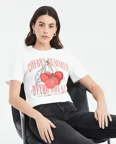 Camiseta Cherry Summer Tee Crudo Prístino Claro L Chevignon