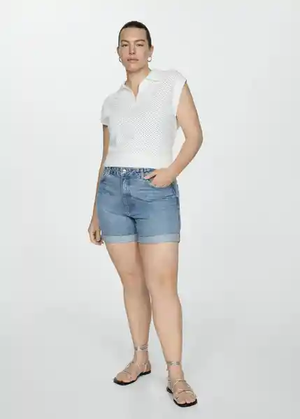 Short Mom80 Tejano Medio Talla 52 Mujer Mango