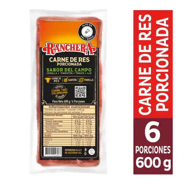 Ranchera Carne de Res Porcionada Sabor Del Campo 600 g