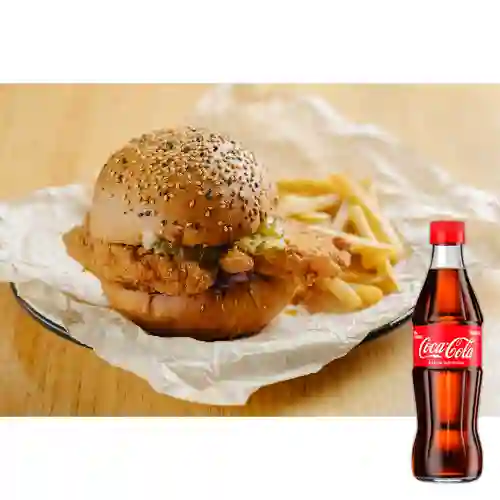 Combo Hamburguesa Pollo Apanado +Cocacola Orig 300ML