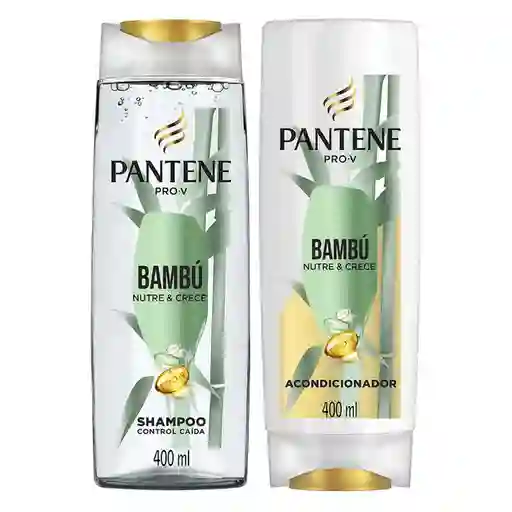 Shampoo Pantene Pro-V Bambu Nutre y Crece Control Caida Champu 400 ml + Acondicionador Pantene Pro-V Bambu Nutre y Crece Rinse 400 ml Pack