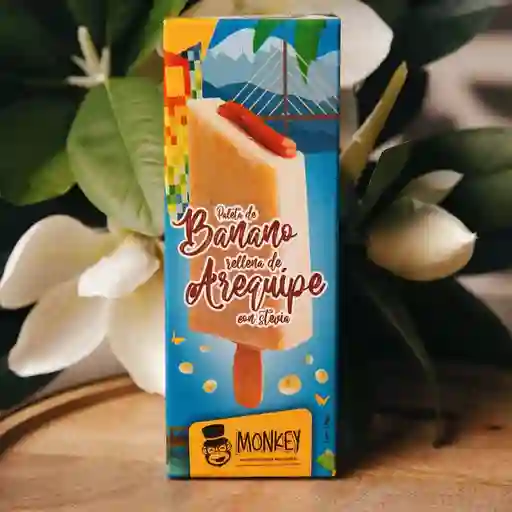 Paleta de banano y arequipe con stevia