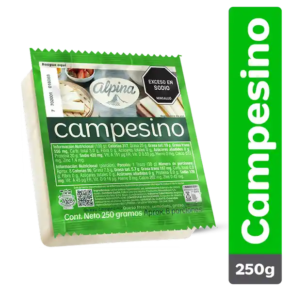 Alpina Queso Campesino Bloque 250 g