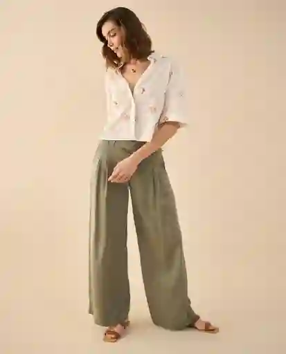 Pantalón Verde Velado Medio Talla 12 632G000 Esprit