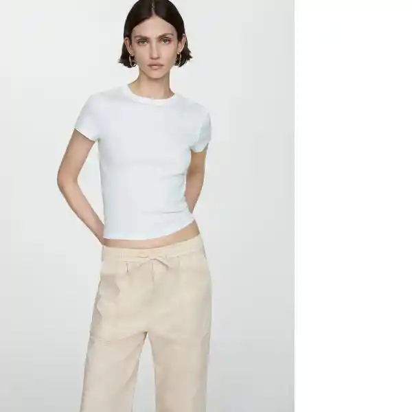 Pantalón Suki Offwhite Talla L Mujer Mango