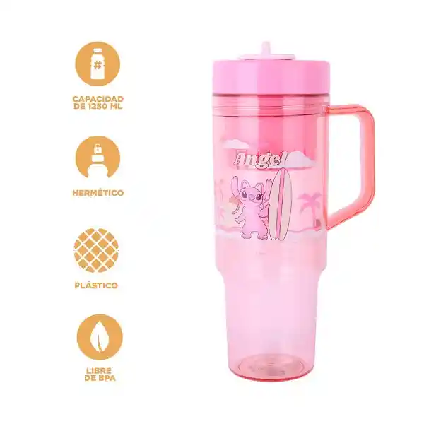 Vaso Plástico Pitllo Serie Lilo & Stitch Ángel 1250 mL Miniso