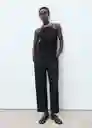 Pantalón Linen Negro Talla XS Mujer Mango