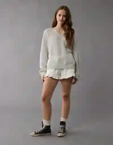 Suéter Tejido Mujer Gris Talla: SMALL 1450951 American Eagle