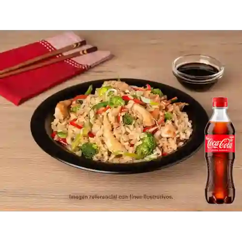 Arroz Chino c/ Pollo&Camarón +Cocacola Org 400ml