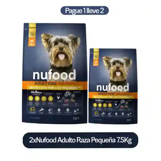 2 x Nufood Adulto Raza Pequeña 7.5 Kg