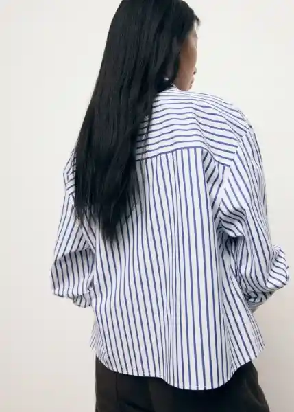 Camisa Gigi Celeste Talla L Mujer Mango