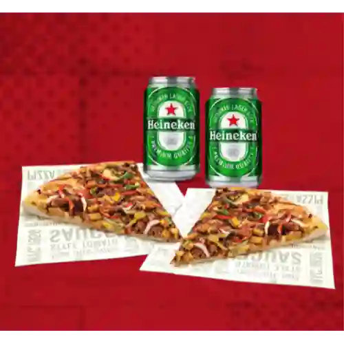 2 Slice de Pizza Xxl + 2 Latas Heineken