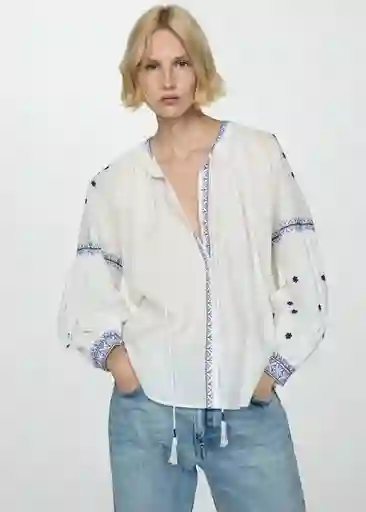 Camisa Proli Off White Talla S Mujer Mango
