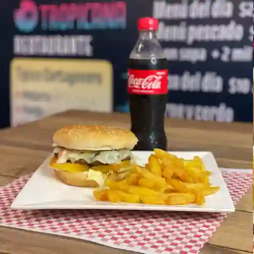 Hamburguesa Clasica + Papas Y Gaseosa