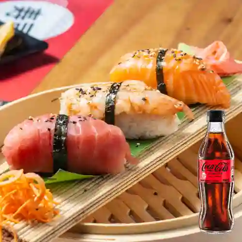 Combo Niguiris Sake + Coca Cola Sin Azúcar 300ML