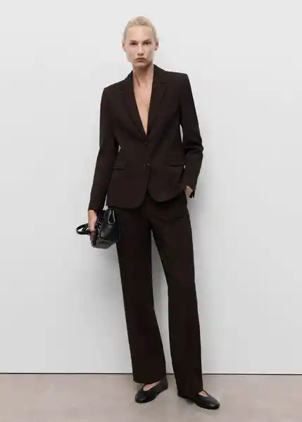 Blazer Americana Bergen Chocolate Talla XS Mujer Mango