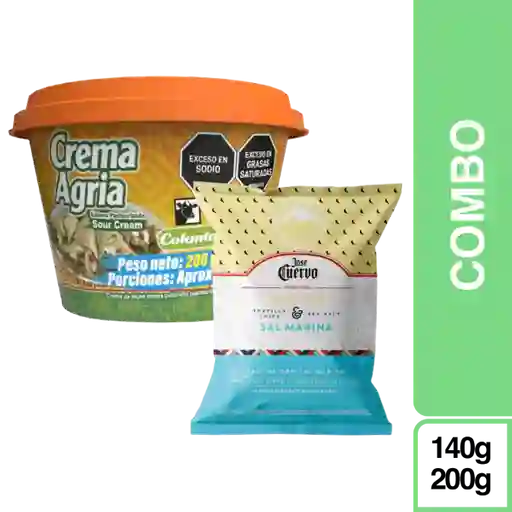 Combo Nachos Sal Marina + Colanta Crema Agria 350 g