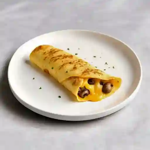 Crepe pollo, queso y champiñones
