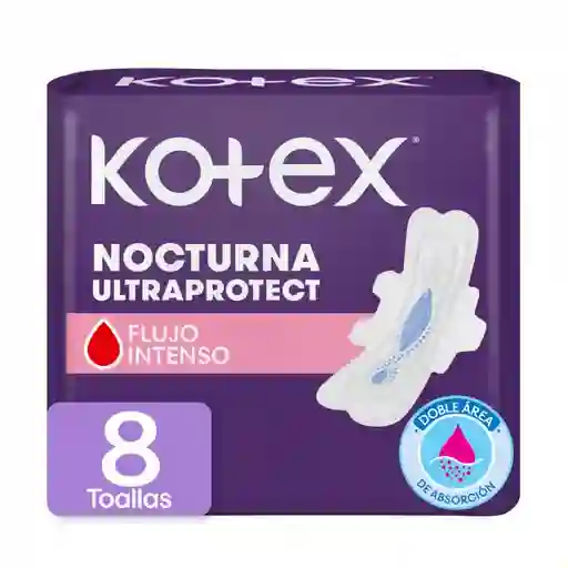 Toallas Higiénicas Kotex Nocturna Ultraprotect 8 Und
