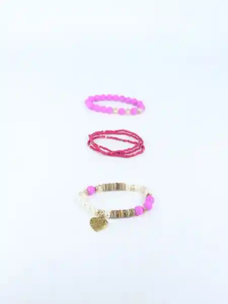 Set Pulsera Love Fucsia Fuxia