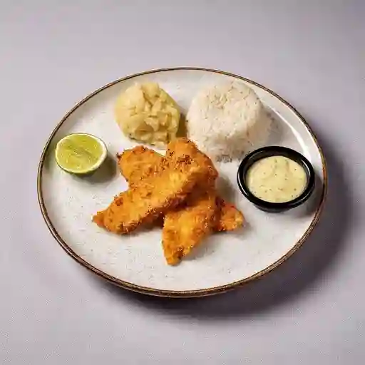 Frixoles con Tilapia Al Panko