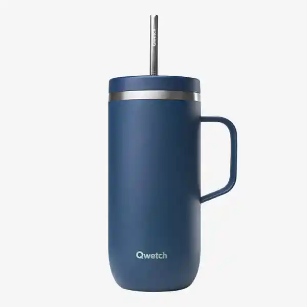 Qwetch Vaso Cold Cup Con Asa Isotérmico Azul Oscuro 600 mL