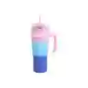 Vaso de Acero Con Pitillo Menta y Azul y Rosa 1600 mL Miniso