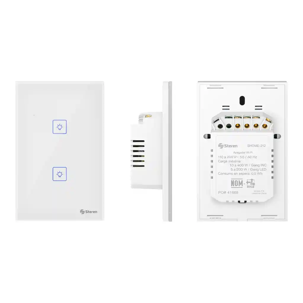 Interruptor Inteligente Wifi Touch Doble | Steren Shome-212