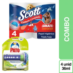 Combo Scott Triple Hoja 12 Rollos + Pato Discos Activos 36 mL