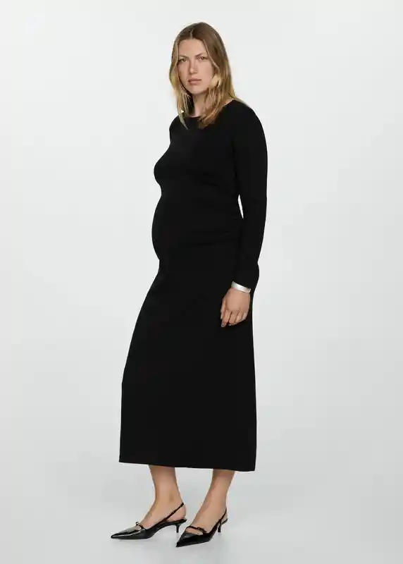 Vestido Basilam Negro Talla L Mujer Mango