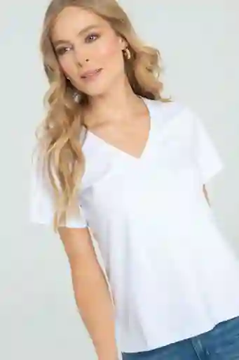 Camiseta Escote V Color Blanco Talla S Ragged