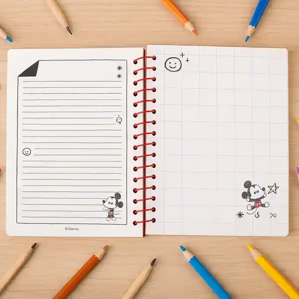 Cuaderno Argollado 80 Hojas Mickey Mouse Disney Miniso