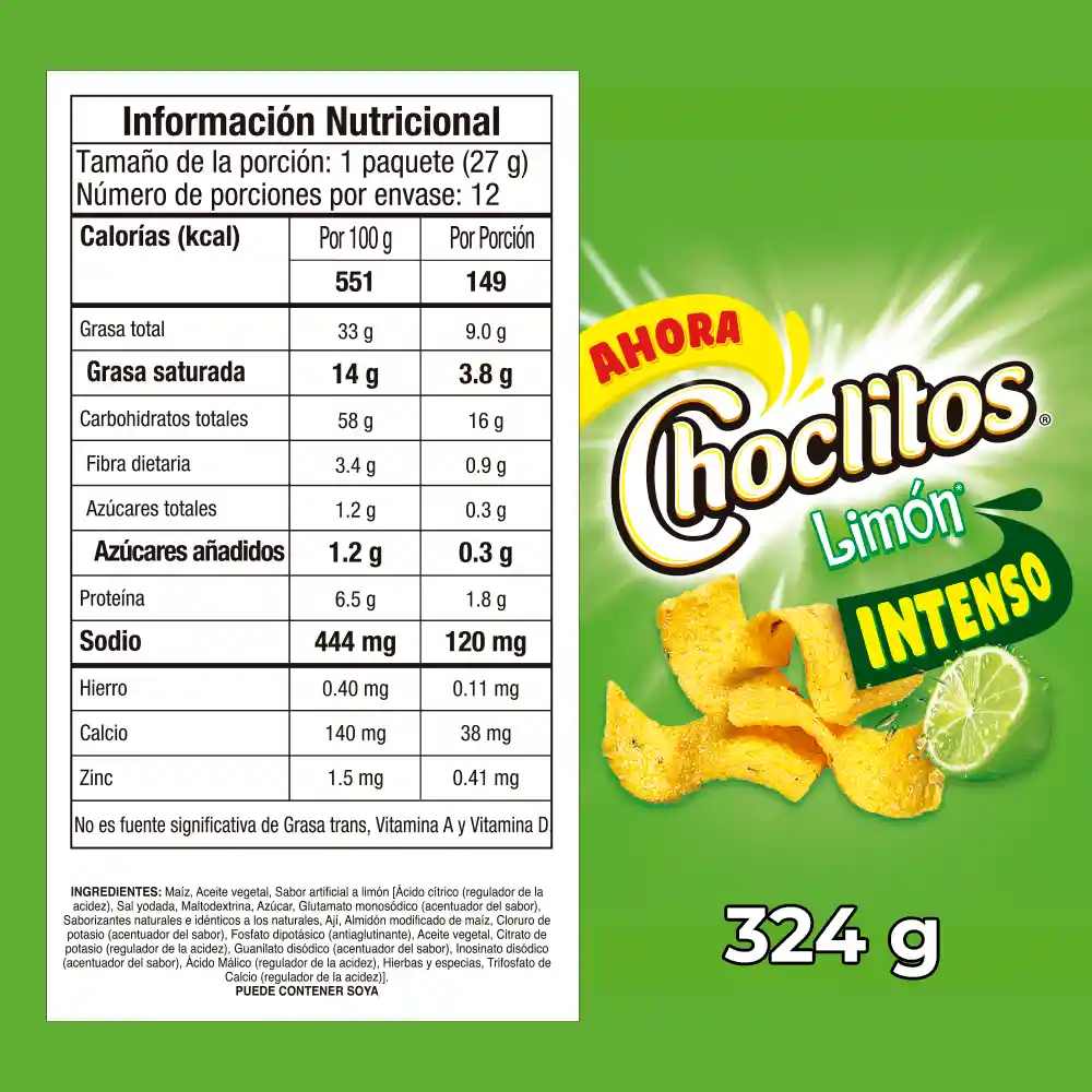 Choclitos Snack Limon 27 g