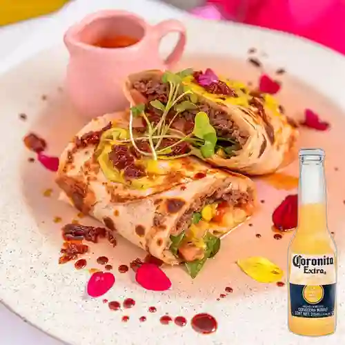 Combo Wrap Carne Desmechada + Corona 210 ml