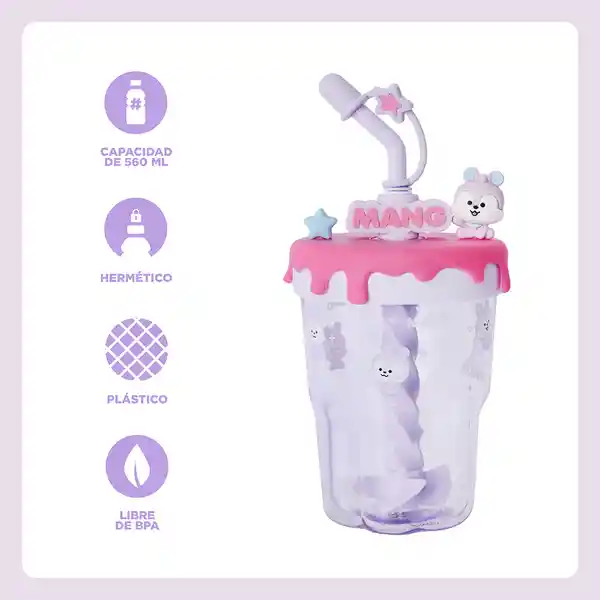 Vaso Con Pitillo Baby Mang 560 mL Serie Bt21 Miniso
