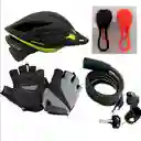 Gw Casco Hornet Bicicleta Guantes Gel Luces Guaya Negro Neón M