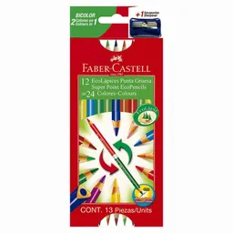 Colores Faber-castell Bicolor 12/24 Unidades Ecolápices Punta Gruesa Doble Punta + Sacapuntas