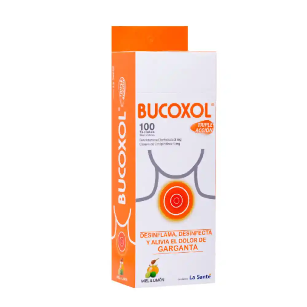 Bucoxol Garganta Triple Acción Miel Limon x 100 tabletas