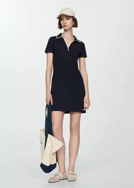 Vestido Polo-H Navy Talla XS Mujer Mango