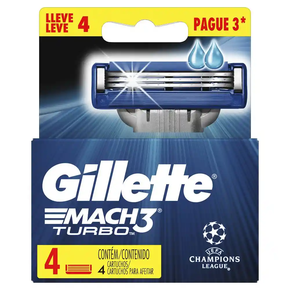 Gillette Cartuchos para Afeitar Mach3 Turbo