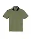 Camiseta Contrast Polo Neck Verde Loden Oscuro T L Chevignon
