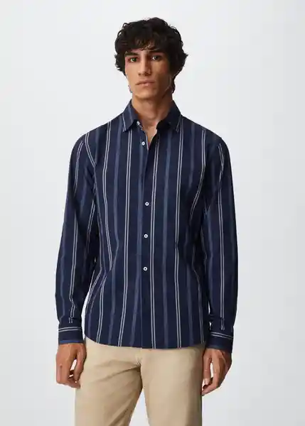 Camisa Gefares Indigo Talla M Hombre Mango