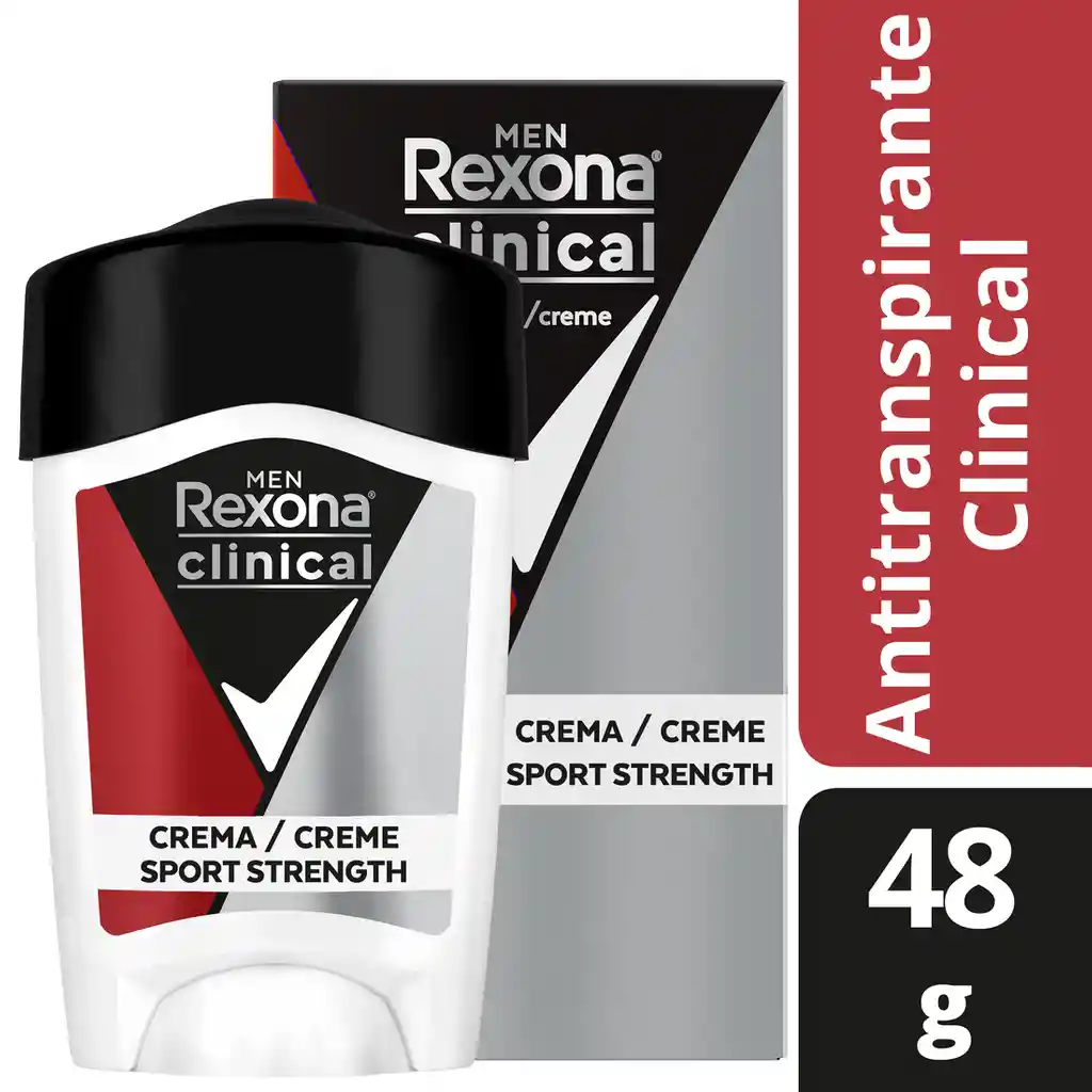 Desodorante Rexona en Crema Men Clinical Sport Strength 48g      
