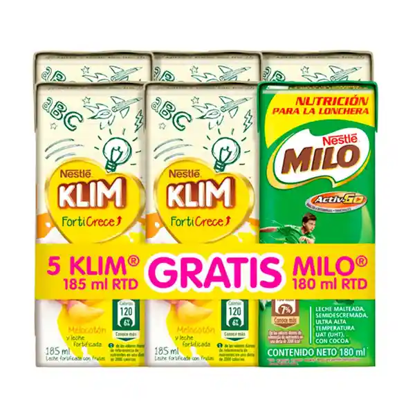 Klim Bebida Láctea Forticrece Melocotón + Milo Bebida