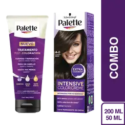 Combo Tratamiento + Tinte Palette Color Creme 4-0 Castaño Medio